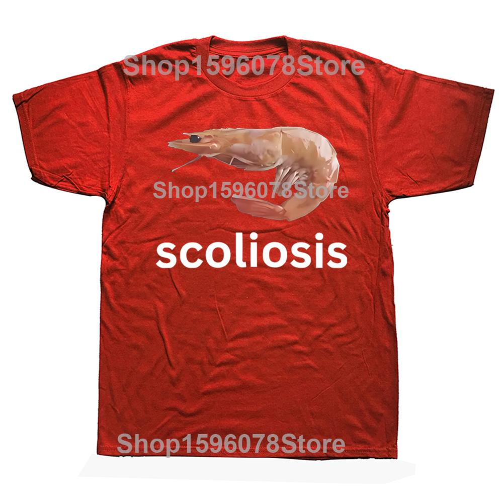 2025 Scoliosis Funny Shrimp Meme Graphic T-shirts Men Women's Fashion Casual Tshirt 100% Cotton Loose Oversized T Shirt