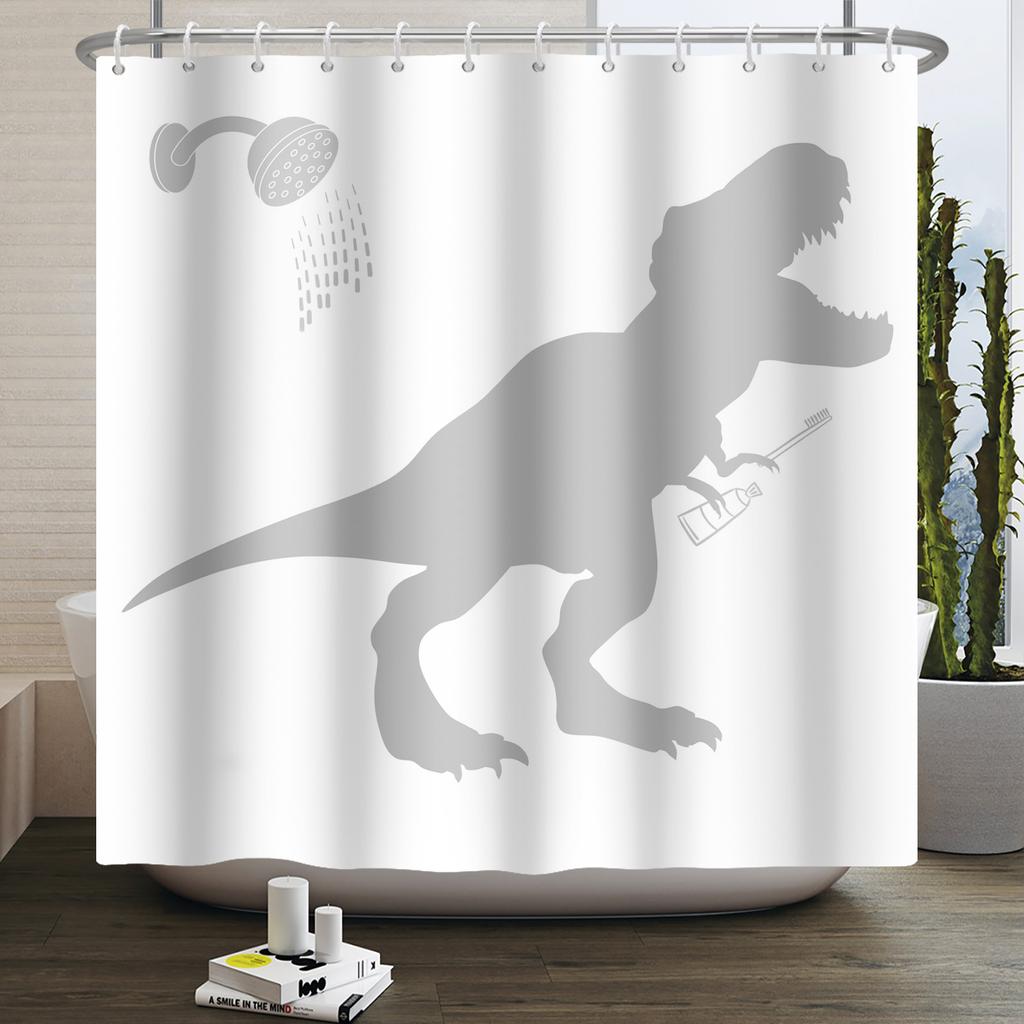 Funny Dinosaur Shower Curtain for Bathroom Cute Animal Cool Dinosaur Children Bathroom Curtain Waterproof Bath Curtain Decor