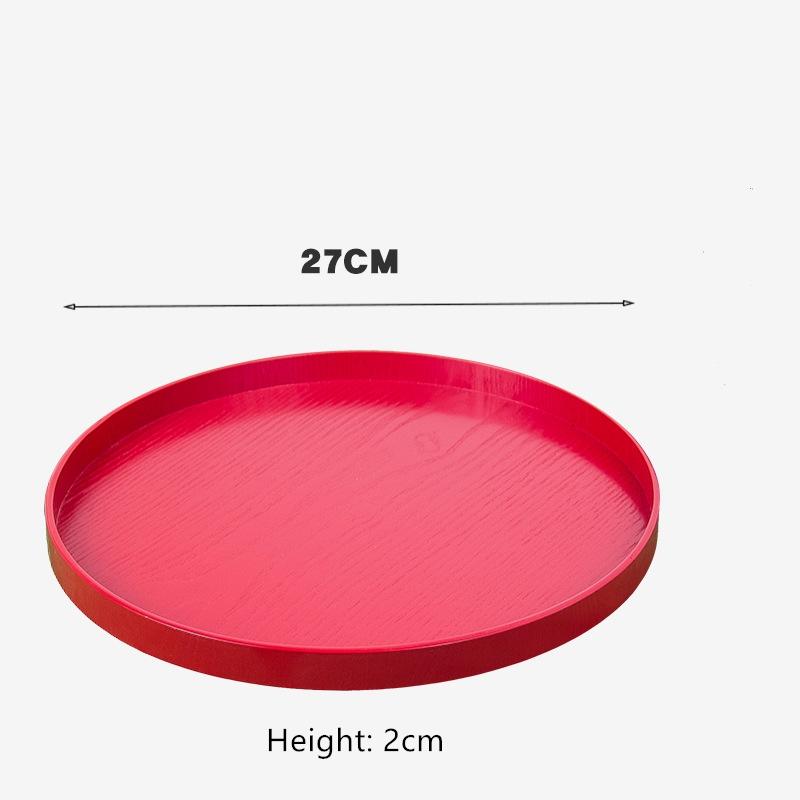Round Wooden Pallet, Multifunctional Storage Plate, Tea Tray,Food, Bread Pan, Household Kitchen Supplies, Black, Brown, 21-37cm