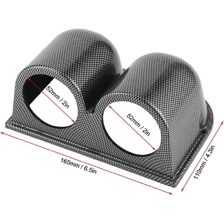 Gauge Mount Holder 52mm 2-Hole Gauge Pod Carbon Fiber Car Meter Stand for Tachometer Voltage Temperature Meters