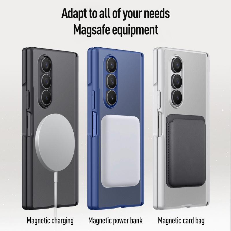 For Samsung Galaxy Z Fold7 Screen Protect Film Magnetic Electroplated Matte Phone Case For Magsafe Middle Hinge Shockproof Cover