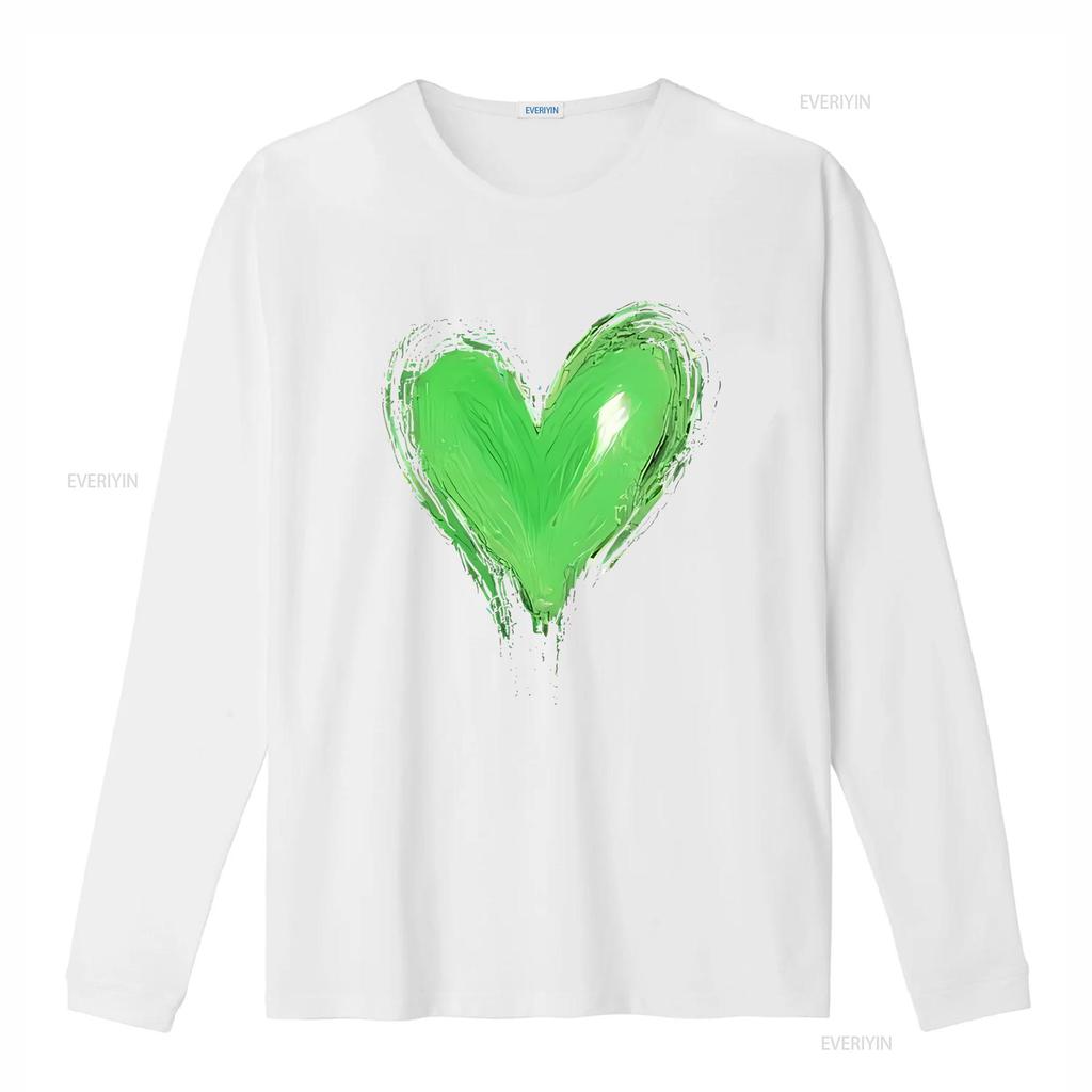 Vibrant Green Heart on Black T Shirt Bold Eye Catching Design vintage Washed Stretched designer clothes Unisex Comfortable