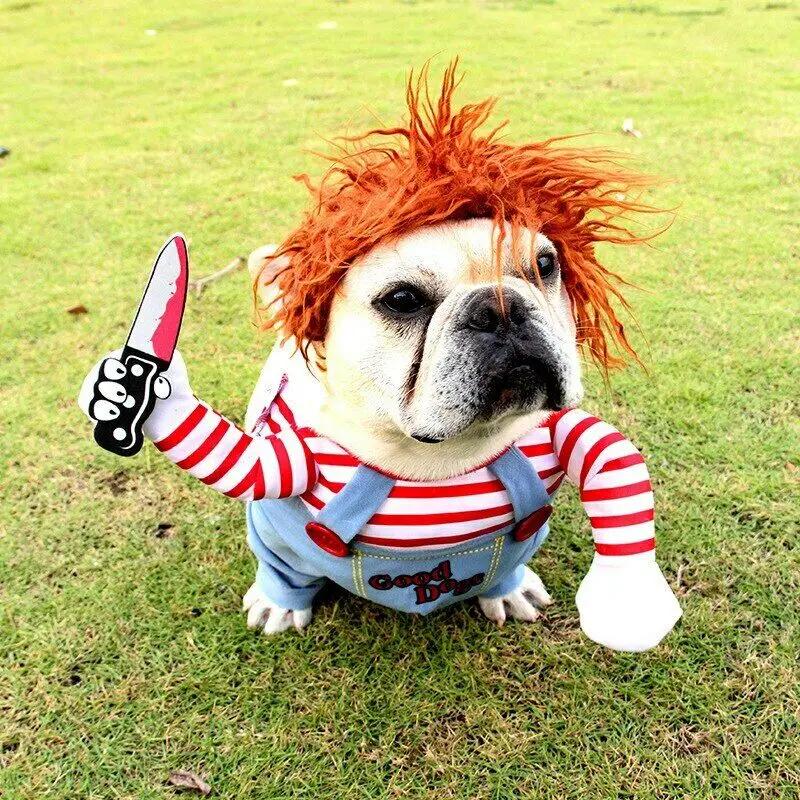 Dog Cat Costumes Pet Funny Costume Chucky Deadly Doll Cosplay Party Fancy Festival Cloth Cat Clothes