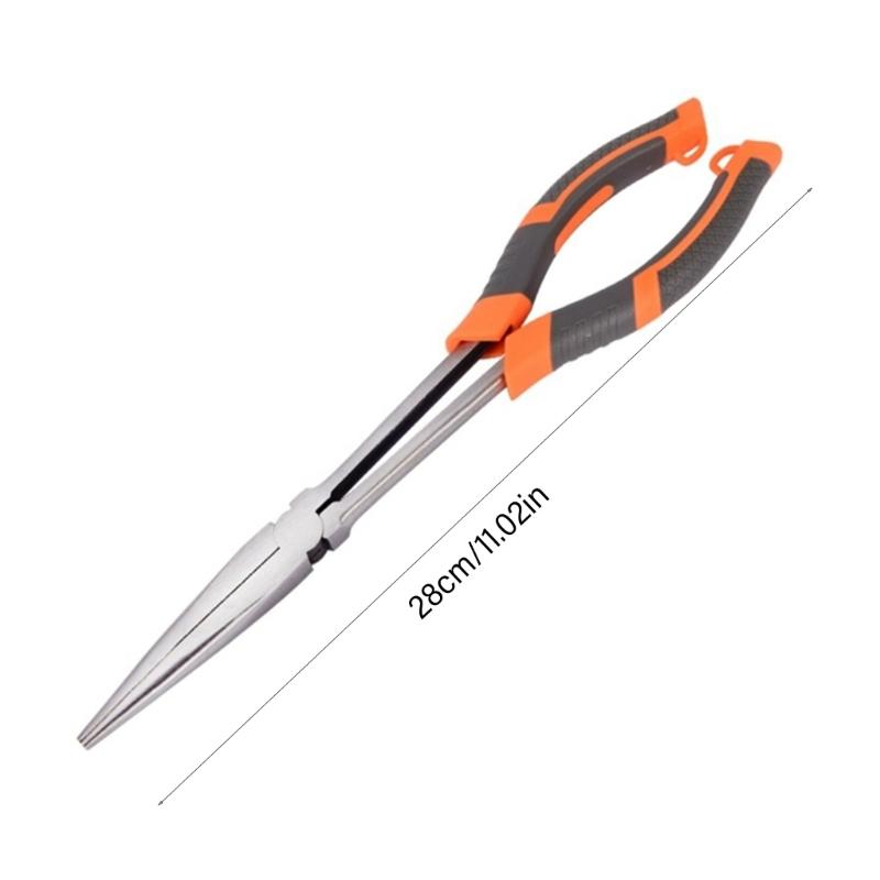 11inch Multifunctional Long Reach Pointed Nose Pliers for Electricians, Anglers, and DIY Enthusiasts