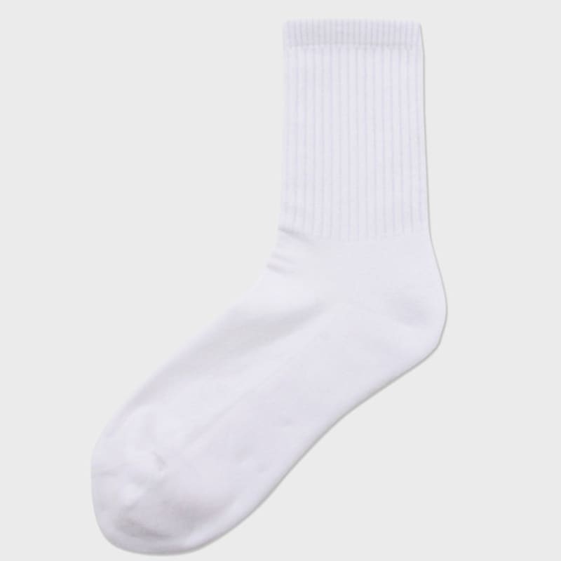 SOCKS THE LANGUAGE Plain Socks with Floor Cushion (White)