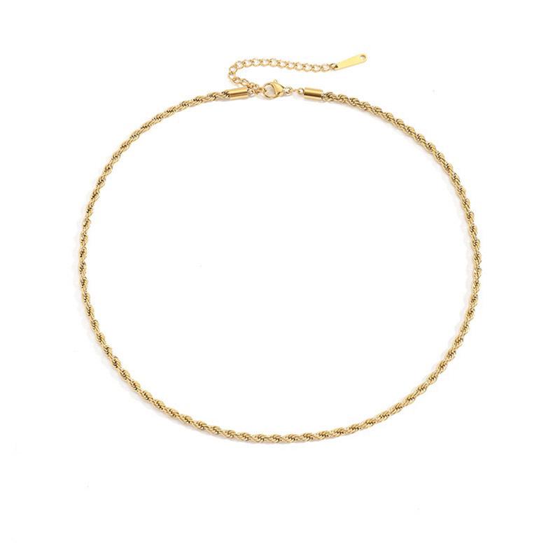 St. Delan Unisex Titanium Steel Gold-Plated Twist Chain Necklace - Fade-Resistant, European & American Style Luxury Clavicle Chain.
