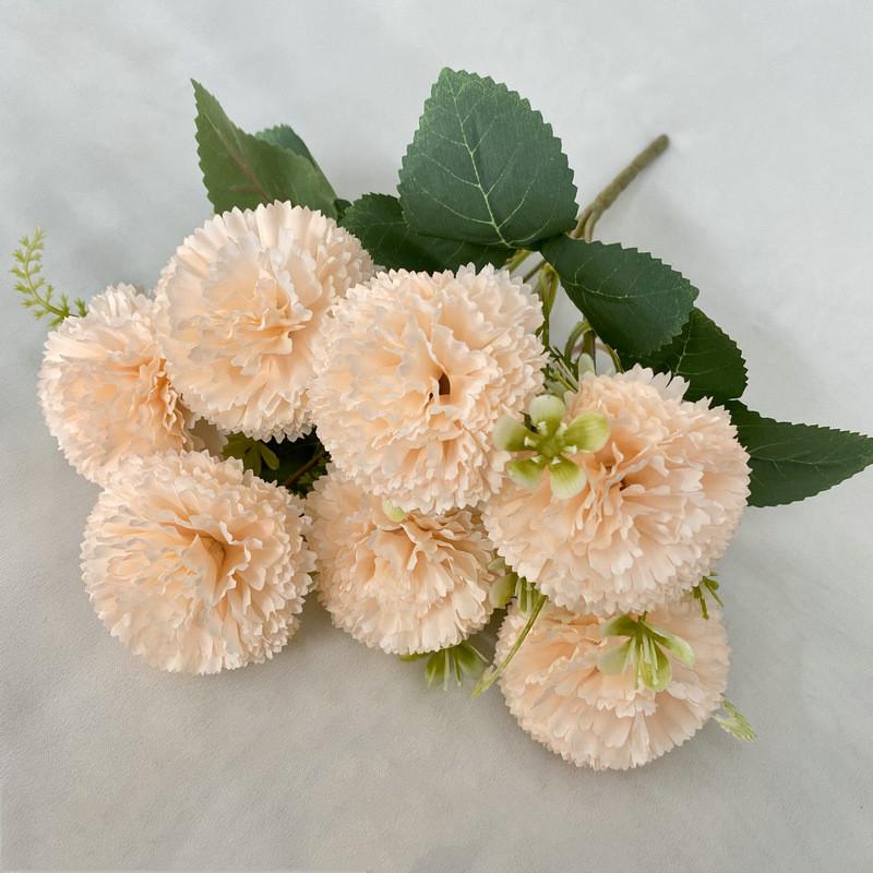 Silk Fabric 7branch Fulu Carnation Artificial Flower Bouquet For Wedding Decor And Photography