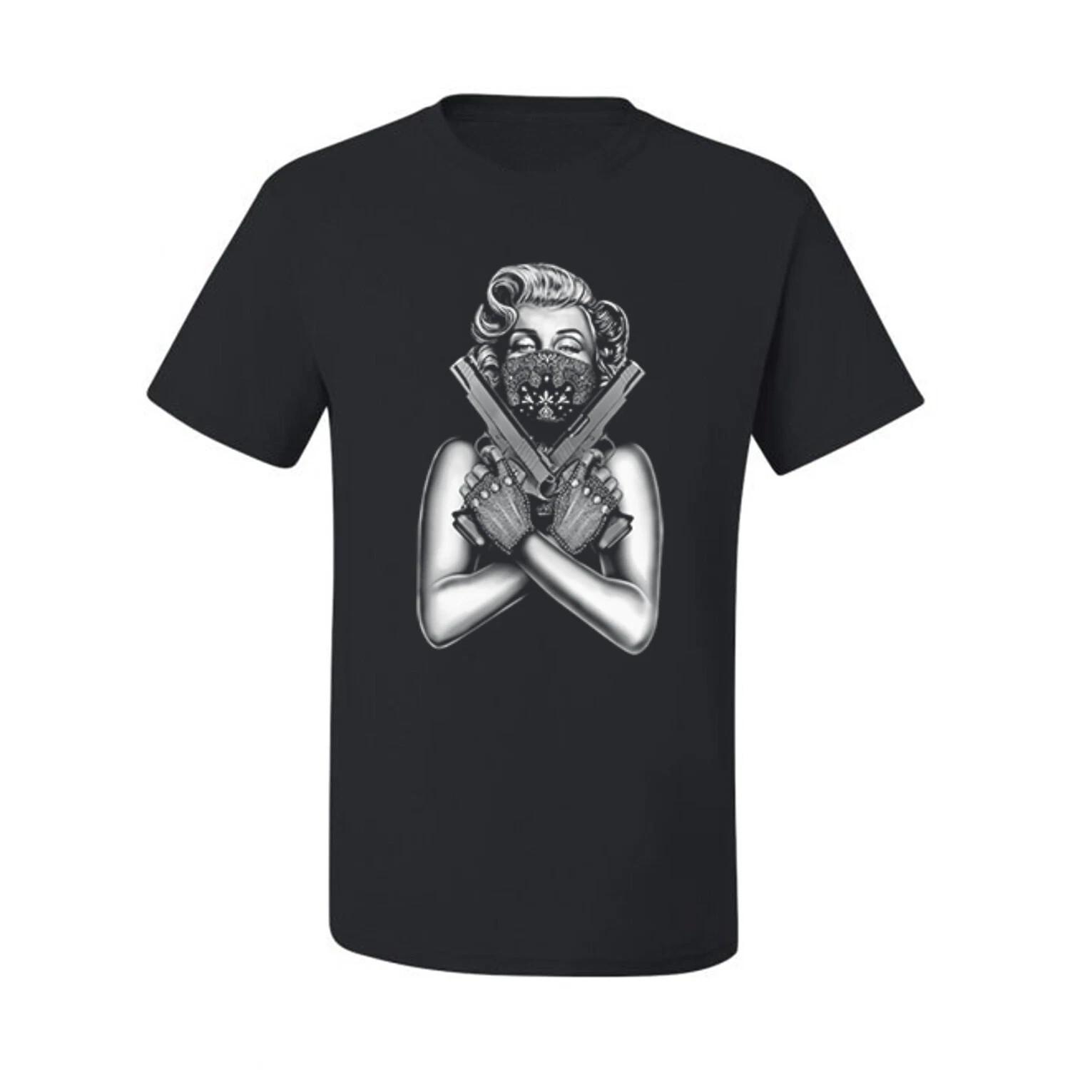 Gangster Marilyn Monroe Crossed Guns Tattoos Pop Culture Men Graphic Tshirt S