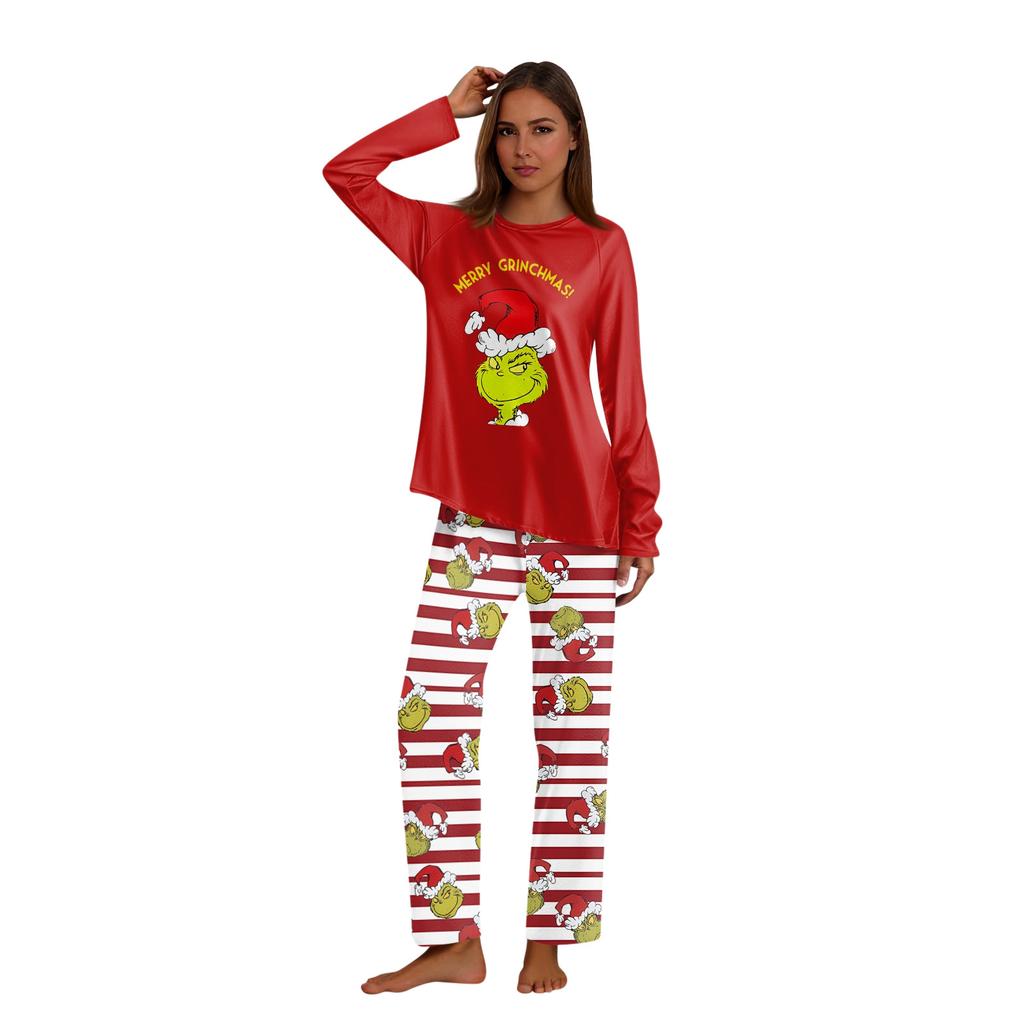 Juletrykk Familiematchende topper med lange armer+buksesett Familiematchende sett