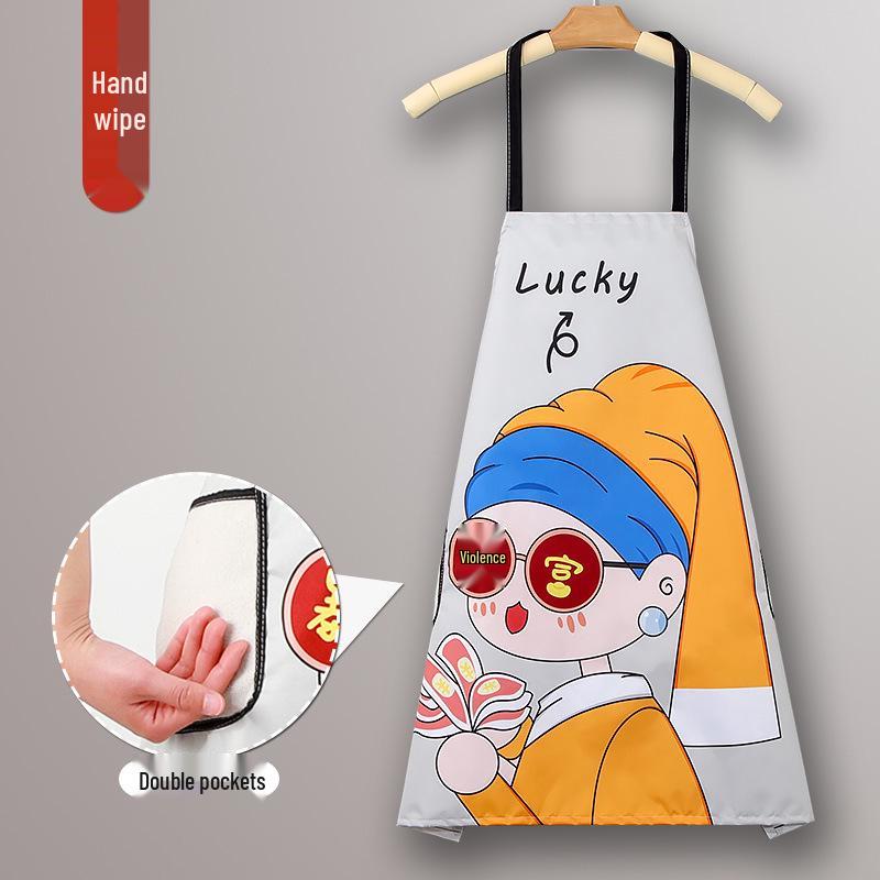 

Women s Summer Waterproof Oil-Proof Kitchen Apron - Korean Style, Thin, Half-Body Waist Apron