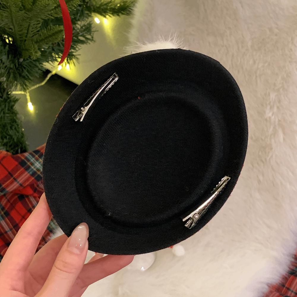 Bow Beret Fedoras Hat Hair Clip Red Top Hat Hairpin Fascinator Hat hairpin  New Year Celebration