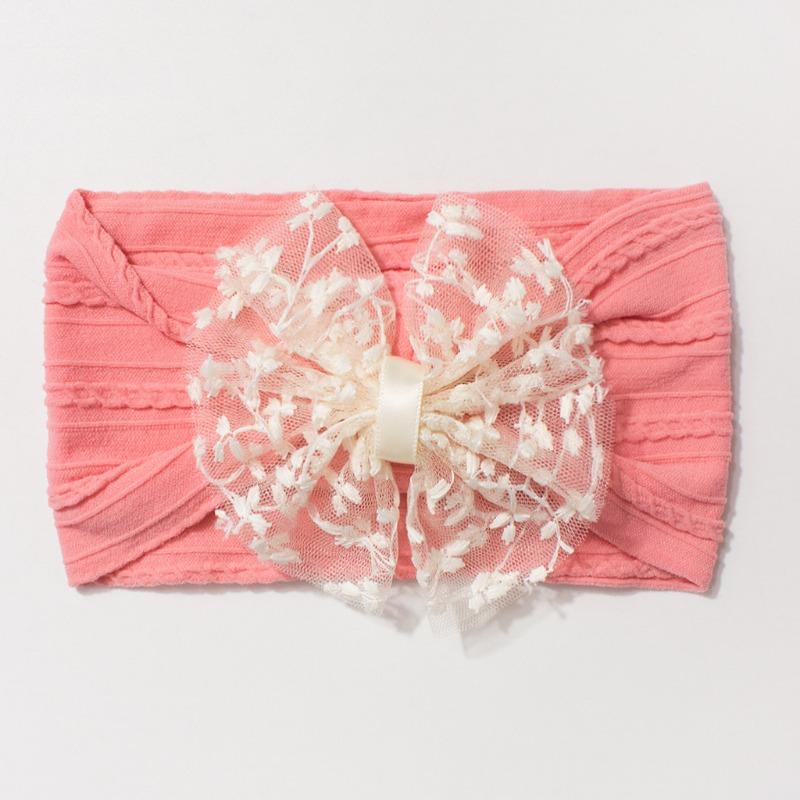New Jacquard Baby Elastic Headband, Cute Lace Bow Children's Headscarf, Thin Baby Headband