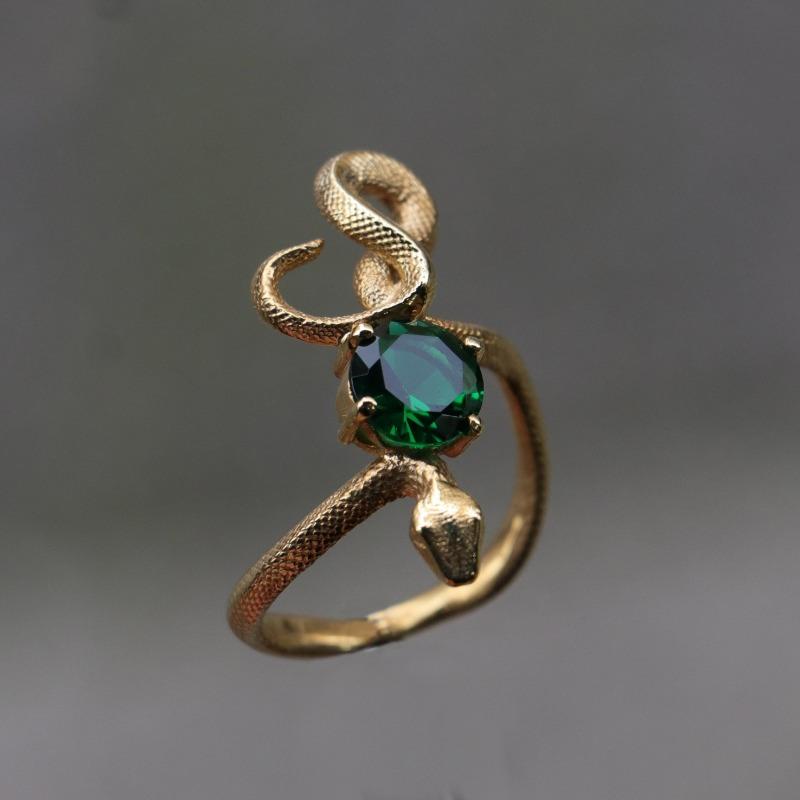 1pc Vintage Gothic Snake Ring with Cubic Zirconia - Punk Style Jewelry for Women and Men 6