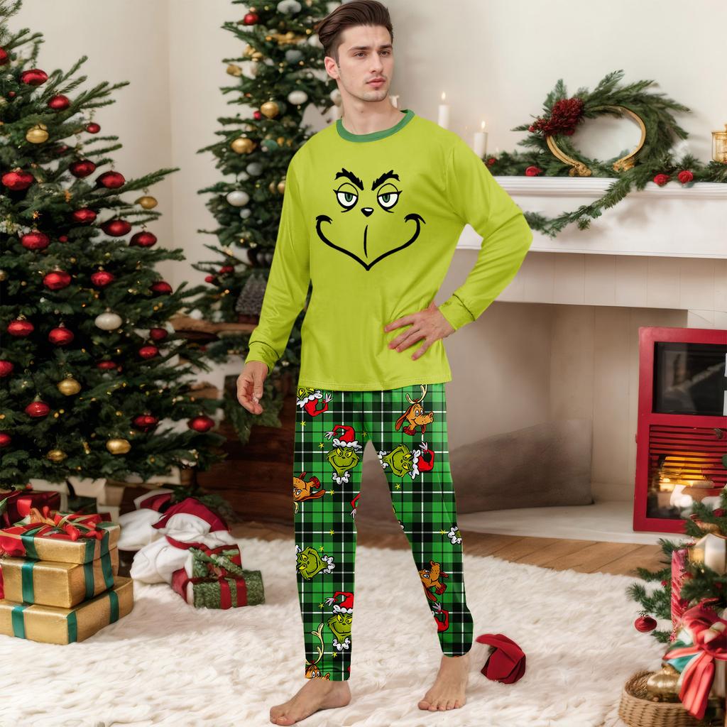 Christmas Print Cute Family Set Pajamas, Home Clothes, Family Set Long Sleeve Top Pants Set