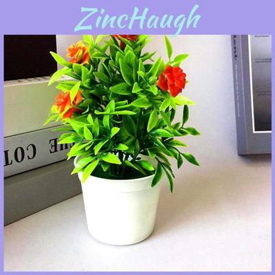 Artificial Rose Miniature Potted Plant With Plastic Construction For Home Decor And Gift
