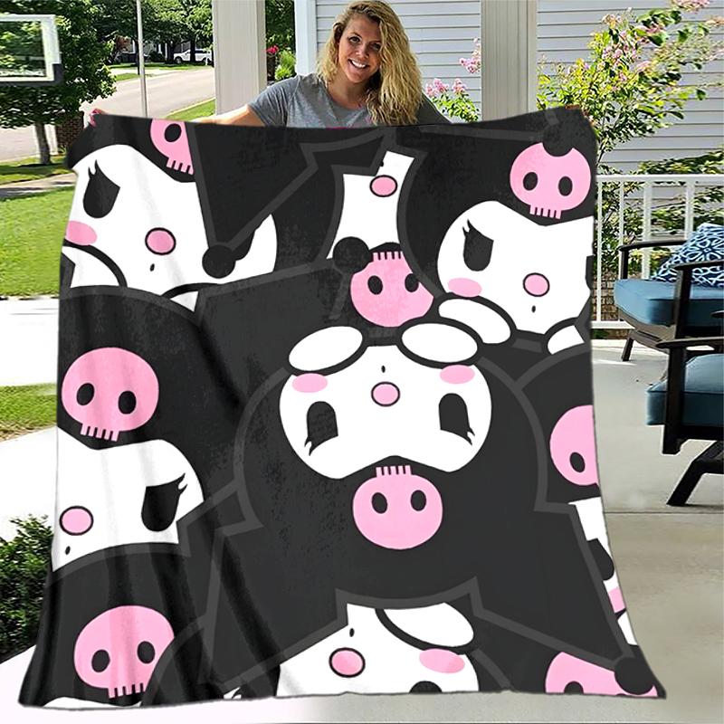 1pc Blanket Sanrio Kuromi1 Print Design, Lightweight Blanket for Sofa, Bed- Soft &Warm, Gift for All Seasons like Christmas, Halloween