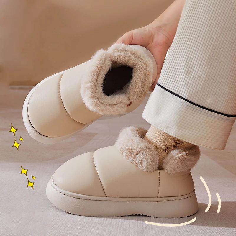 Fashion 2024 New Waterproof Snow Boots for Women Platform Soft Sole Plush Warm Winter Boots  Non Slip Fluffy Faux Fur Cotton Shoes
