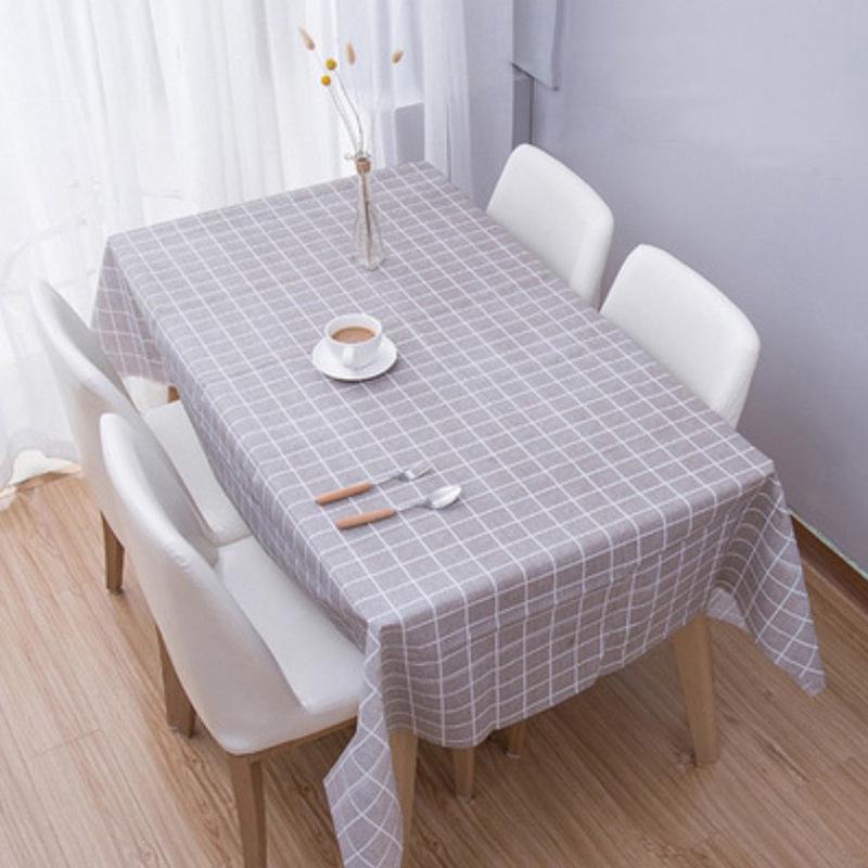 PEVC Nordic Style Waterproof Oil-Proof Plaid Tablecloth for Dining and Coffee Tables
