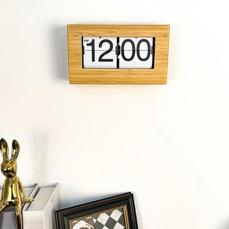 Retro Wooden Desk Clocks Mechanical Minimalist Silent Luxury Mini Flip Clock Aesthetic Nordic Wall Clock Design Unique Table Clocks Decoration