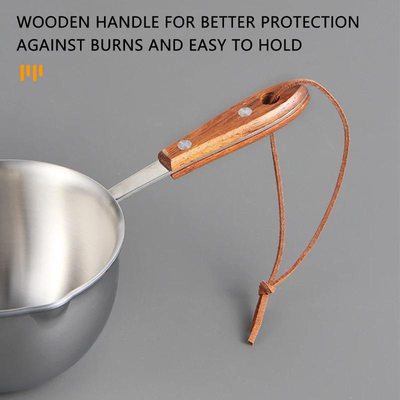 Ohřívač mléka na kávu s máslem Mini nádoba na rozpouštění másla s dvojitou hubičkou 18/10 Třívrstvá nerezová ocel 120ml/200ml