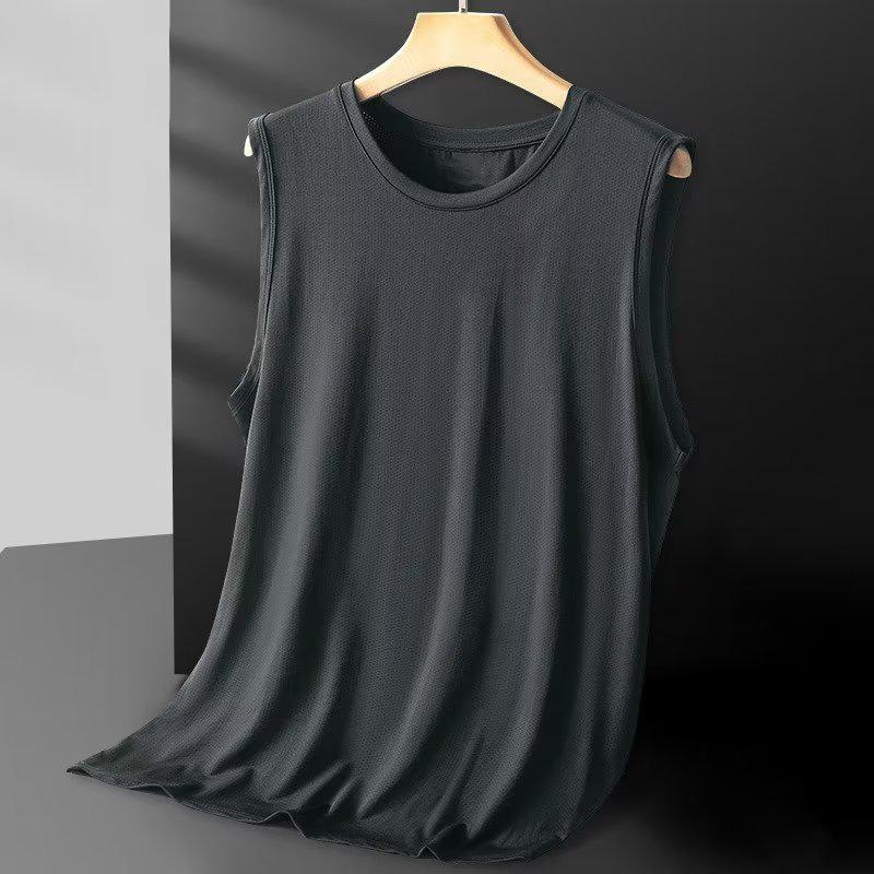 

Модный мужской однотонный летний жилет с круглым вырезом 3XL темно-серого