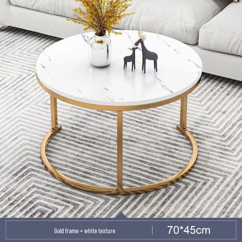 Modern Round Sintered Stone Coffee Table, 2026 Light Luxury Model for Small Apartments and Living Rooms.