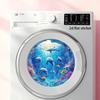 Underwater Dolphin Waves Round Sticker - Removable PVC Laundry/Balcony Decor