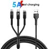 3 In 1 Micro USB Type-C 3/5A Phone Fast Charging Cable Cord