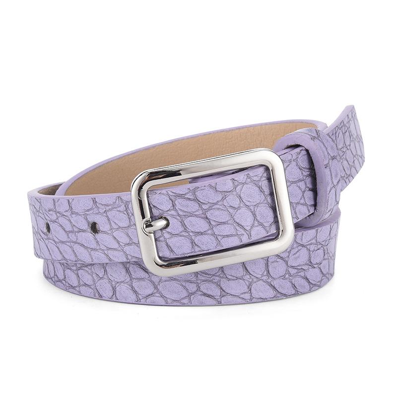 Belt Women'S Candy Color Crocodile Pattern Decorative Jeans Belt Simple Sun Buckle Casual Ladies Belt
