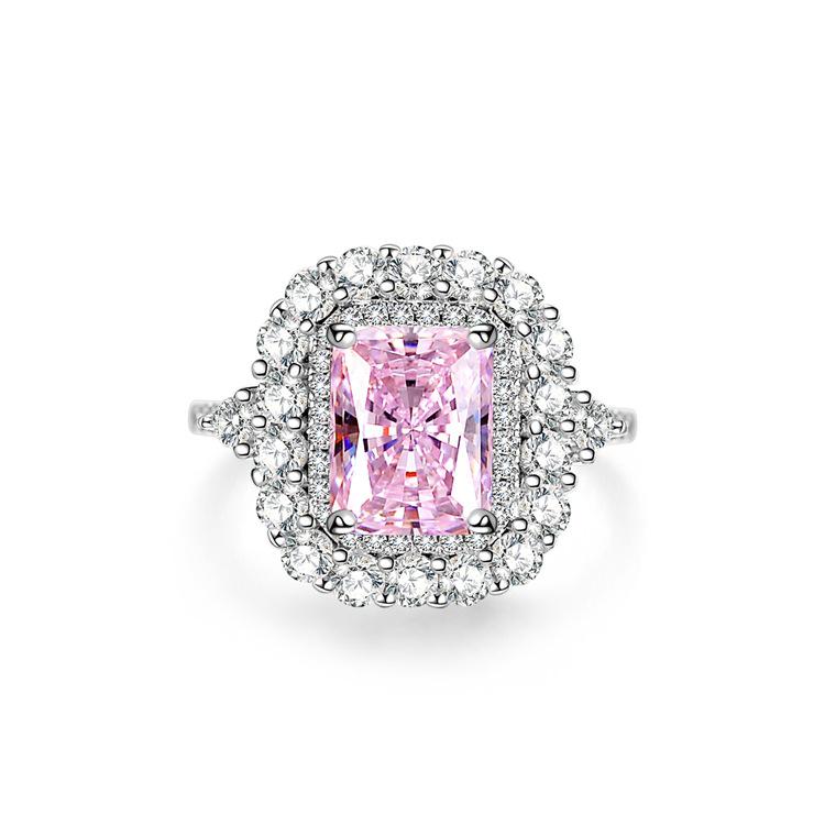 S925 Sterling Silver Radiant Cut Yellow Diamond Ring for Women – High-End Square Design, Cross-Border Bestseller