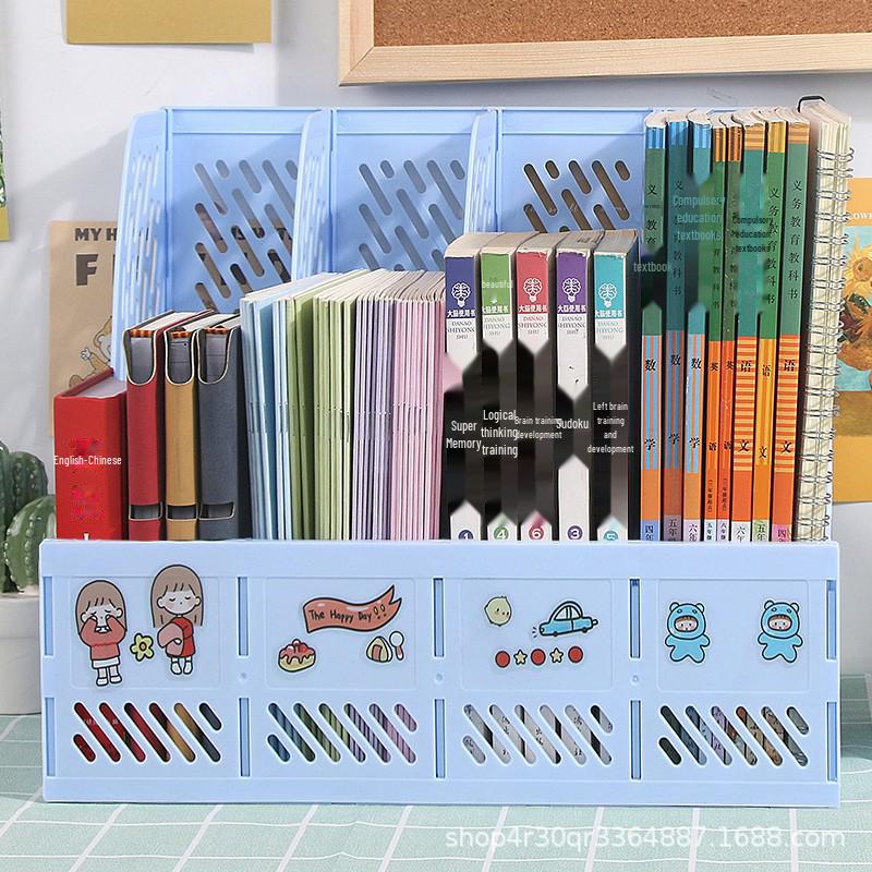 "Office Desk Organizer: File Rack, Basket, Folder Tray, Student Book Stand"