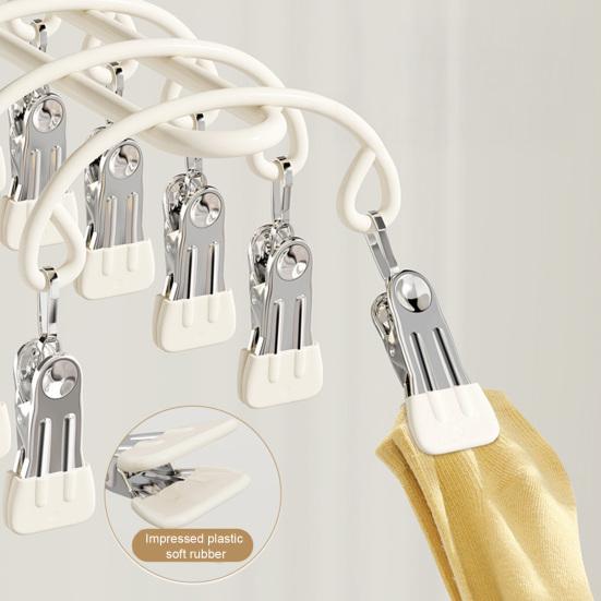 Windproof Clothes Hanger 20 Clips Sock Hanger Stainless Steel Drying Rack for Socks Underwear Baby Clothes Diapers Towels
