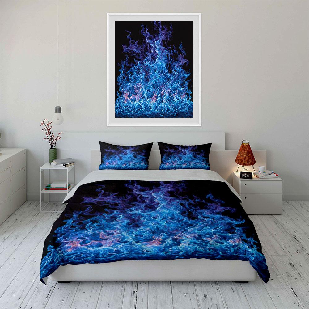 Blue and Purple Flames. Bedding Sets Duvet Cover Sets Duvet Covers Pillowcases(1 * Duvet Cover 2 * Pillowcases, Without Duvet Insert)