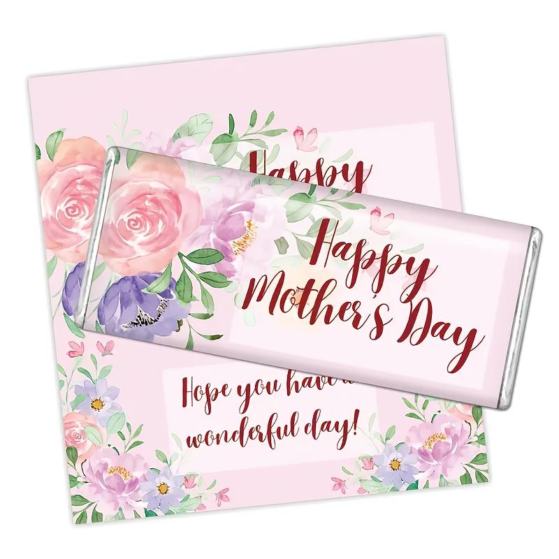 10pcs Happy Mother's Day Candy Chocolate Label Wrappers Stickers, Self-adhesive Design Chocolate Stickers for Birthdays Gifts