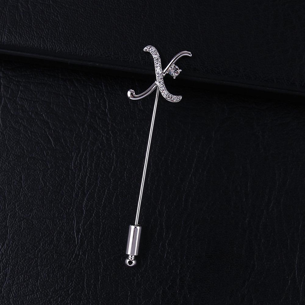 Zircon-Inlaid Bow Brooch, High-End Feel - Elegant Men's Letter Pin & Niche Accessory for Women
