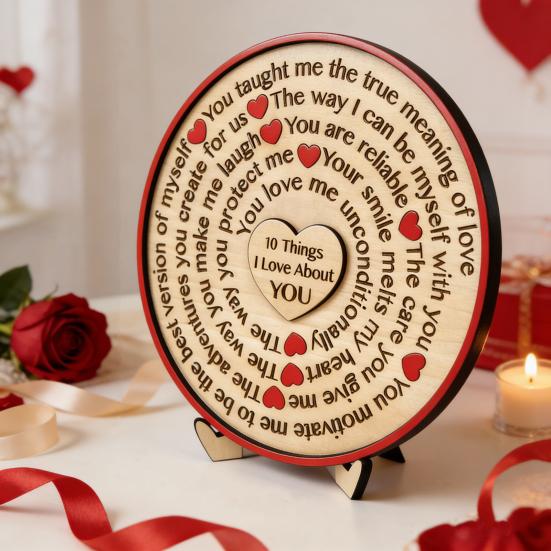 10 Dingen Die Ik Leuk Vind Aan Jou Houten Bord Romantische Quote Tafelblad Bord Rustiek Boerderij Ornament voor Huis Slaapkamer Woonkamer Plank Tafel Gelaagd Dienblad