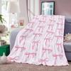 Fashion Print Pink Ribbon Blanket For Sofa Office Bed Plane Travel Sleep Read Relax Camping Soft And Warm
