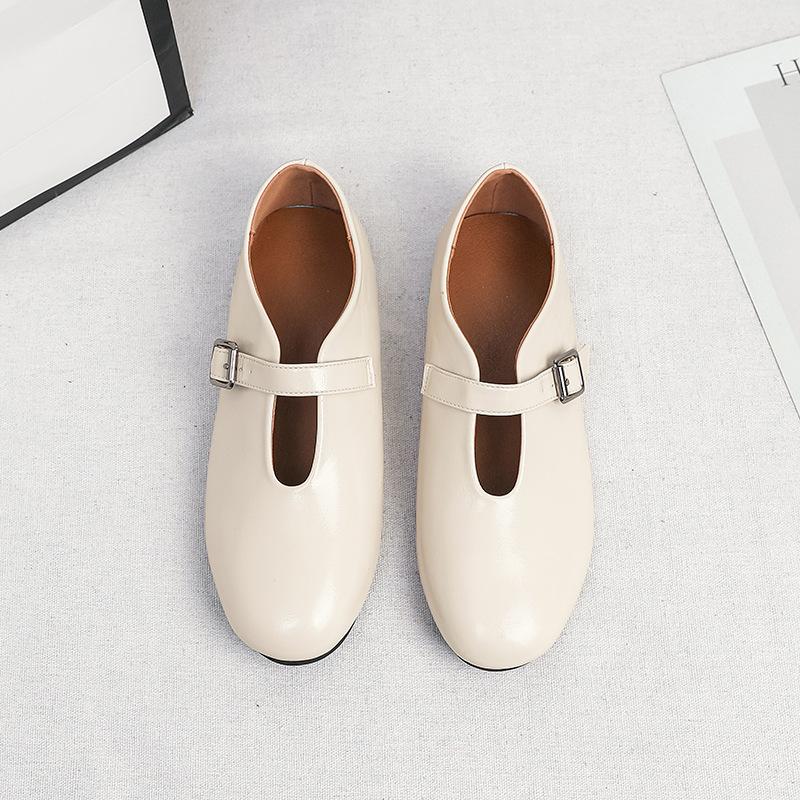 Women's Ballet Flats Non-Slip Walking Shoes PU Leather Ballerina Mary Jane Shoes With Buckle Strap Comfortable Dress Shoes for Women Mary Jane Shoes