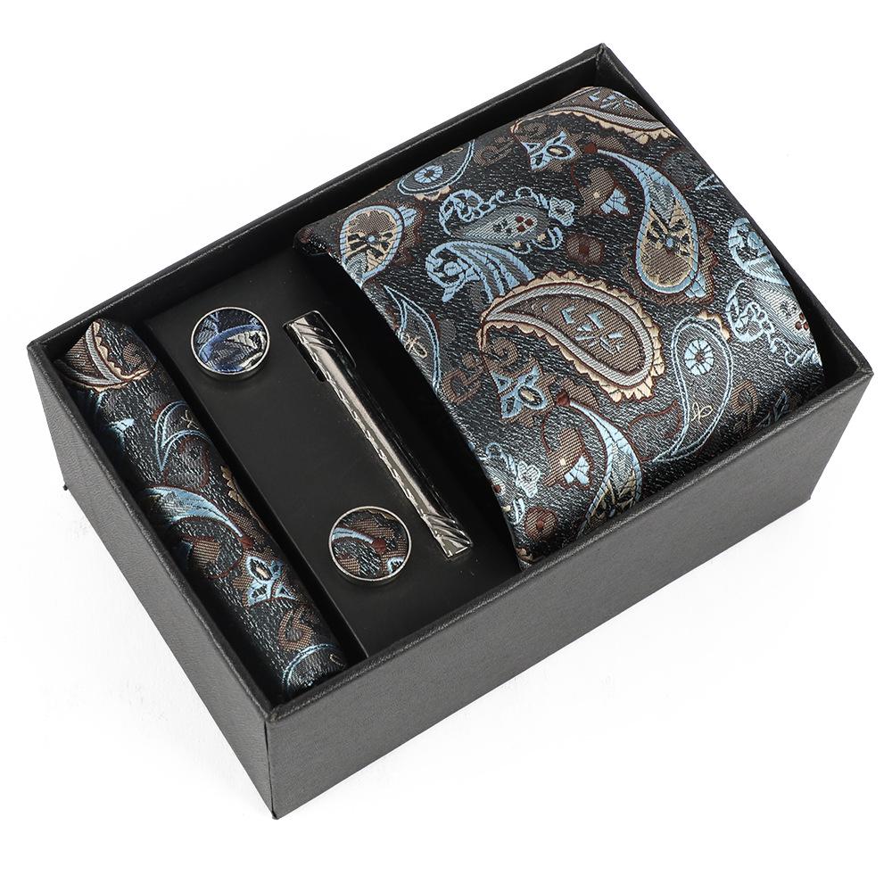 Heren Paisley Jacquard Stropdas met Cadeaubox - Elegante 8CM Cashew Design