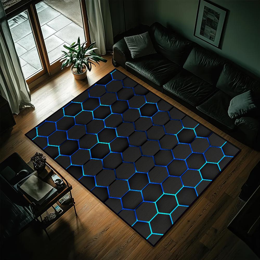 Anime Hexagonal Honeycomb Door Mat Entrance Non-slip Washable Kitchen Carpet Living Room Hallway Rug Bathroom Decoration