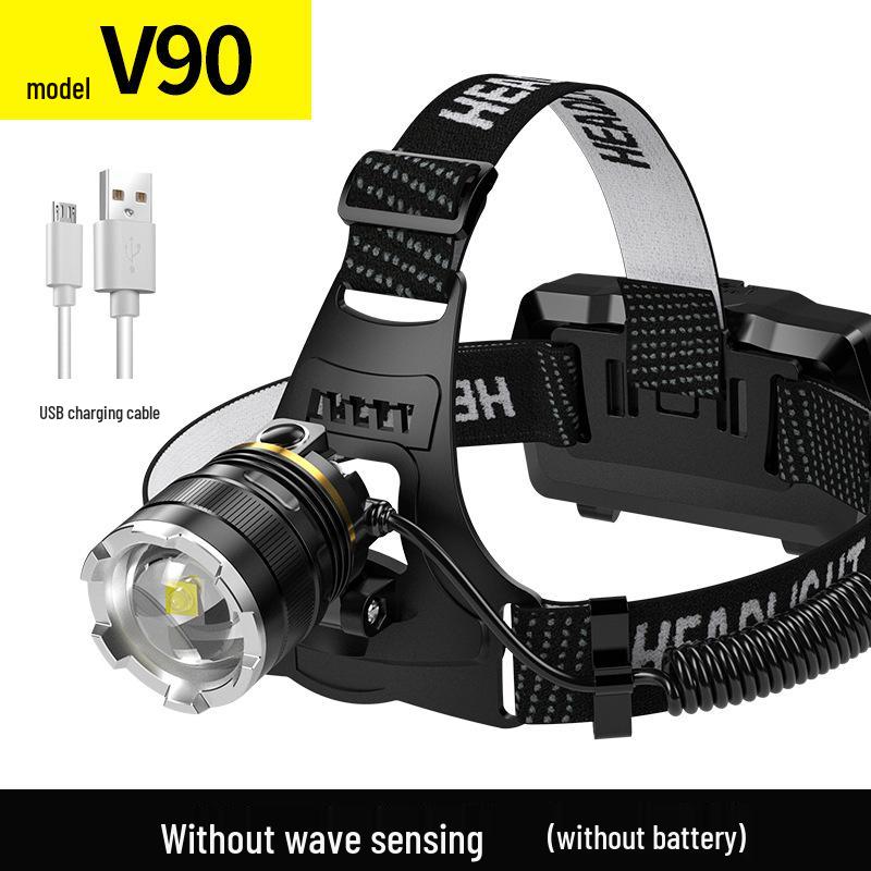 

Светодиодный индукционный налобный фонарь с двойным аккумулятором и зумом для ночной рыбалки