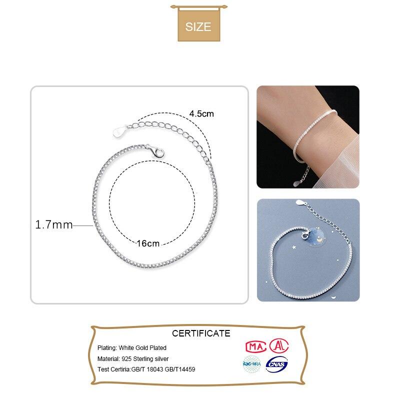 Luxury Real 925 Sterling Silver Fashion Simple Dazzling CZ Chain Bracelets For Women Wedding Fine S925 Jewelry DA1715