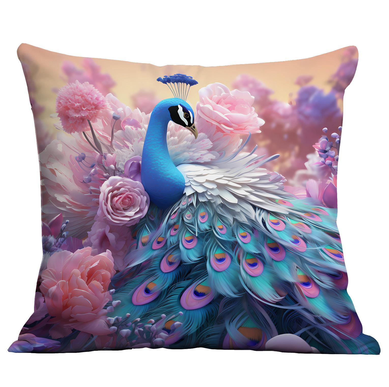 

Подушка Павлина в Легком Роскошном Стиле Имитация Трехмерной Наволочки с Павлином Наволочка для Подушки Дивана Гостиной 45 * 45Cm
