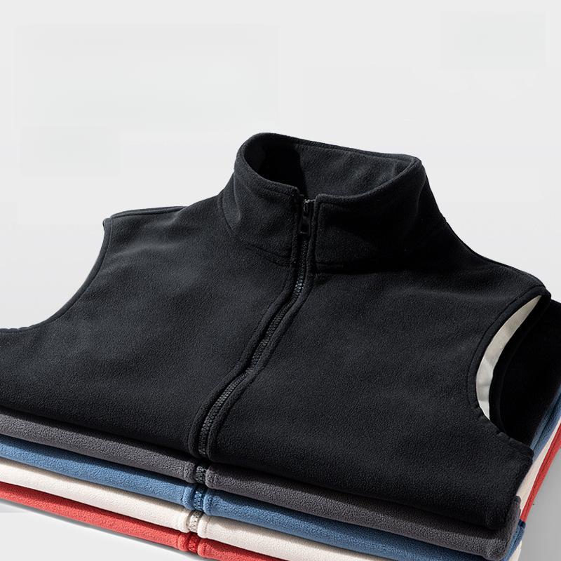 Fleecegefütterte Verdickte Übergröße Herrenweste Herbst Winter Neu Stehkragen Lässige Weste Jacke