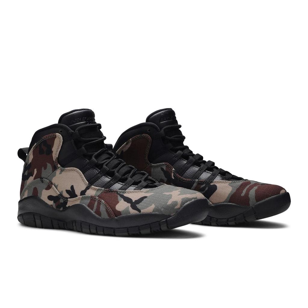Air Jordan 10 Retro 'Woodland Camo' (Unisex) Medium Olive / Black-Dark Army-Dark Cinder Vintage Basketball Shoes 310805 201