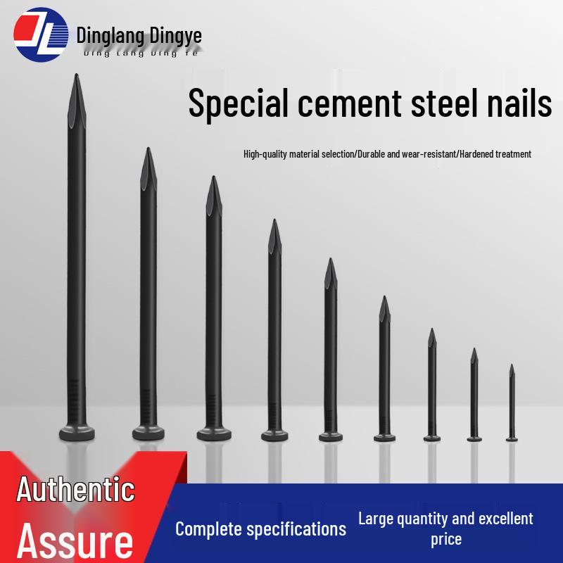 High-Strength Black Steel Nails for Concrete, Picture Hanging & Advertising