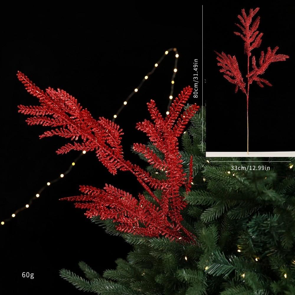 Glitter Branches Christmas Tree Pendant DIY Shiny Christmas Ornament Handmade Creative Christmas Cypress Leaf Christmas Decor