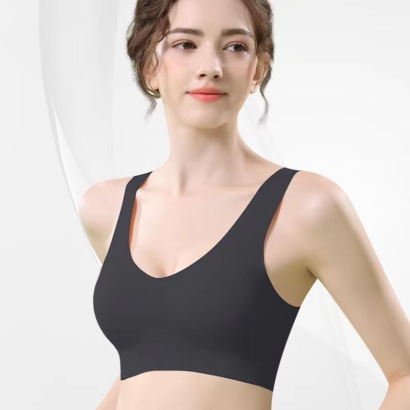 

Женский бесшовный бюстгальтер с V-образным вырезом, топ-майка, встроенная тонкая чашечка бюстгальтера, скрывающая жир на спине, полностью покрывающая спину, бюстгальтер на косточках из стали M чёрный
