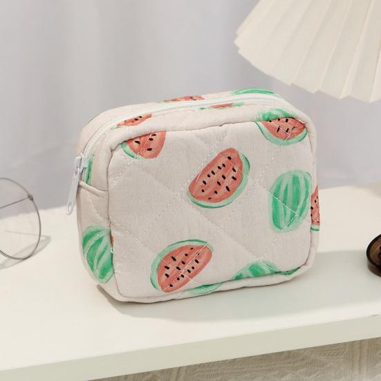 Cute Small Makeup Pouch Bow/Floral Quilted Cosmetic Organizer for Travel Daily Puffy Cotton Toiletry Pencil Purse with Zipper for Women Girls