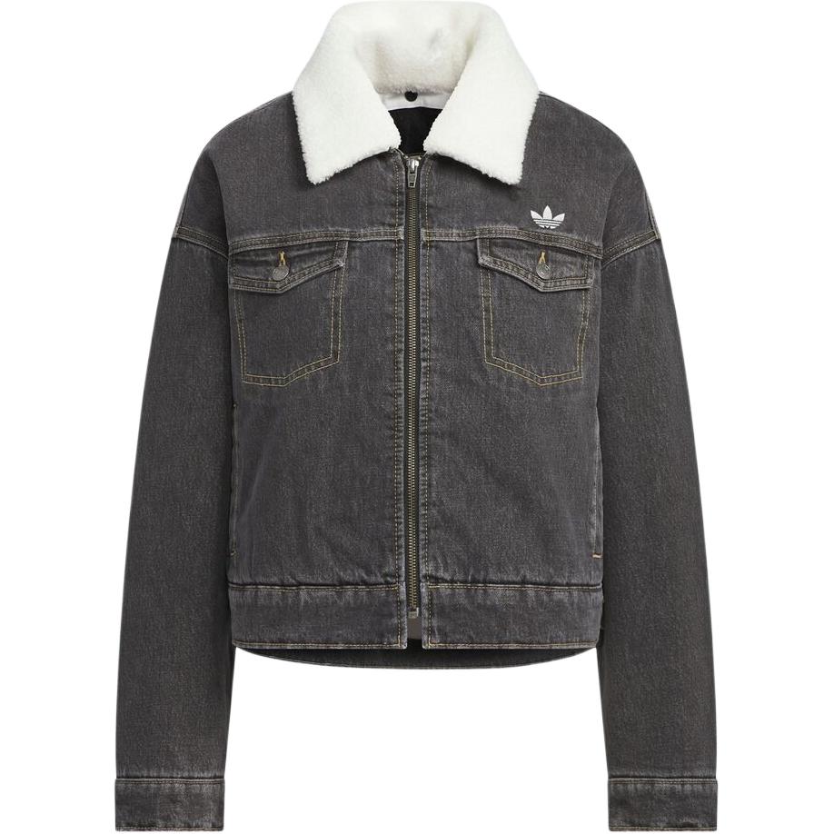 

Adidas Originals FW25 Женская джинсовая куртка с мягким воротником на молнии и длинными рукавами KB5449 S